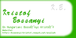 kristof bossanyi business card
